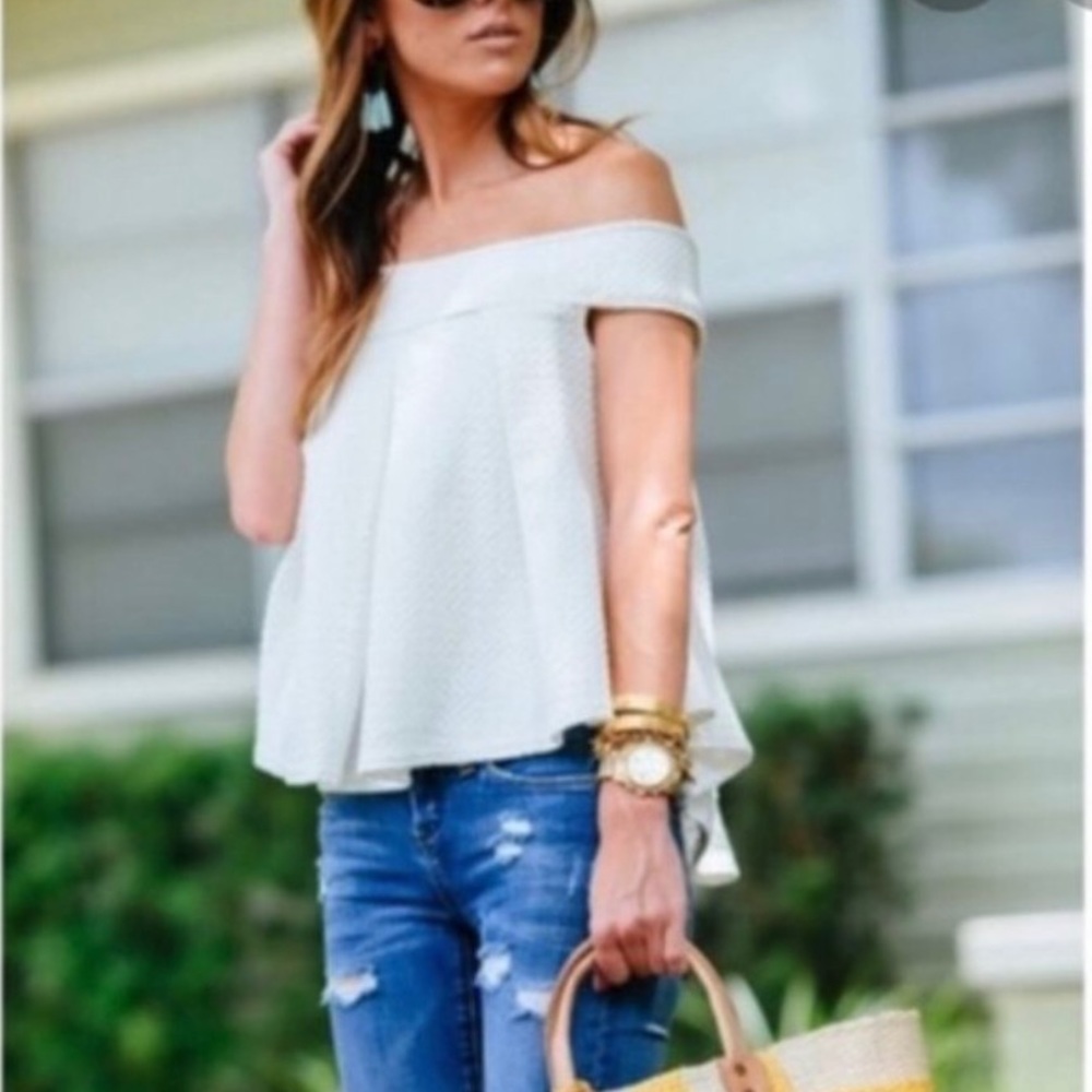 Free People Priscilla Off Shoulder Top Size XS White Flowy Tank - Picture 11 of 11